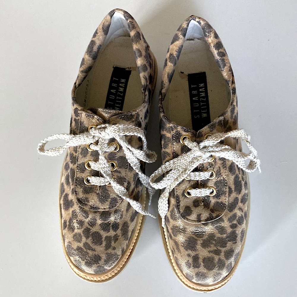 Vintage Stuart Weitzman Leopard Print Glittery Sneakers